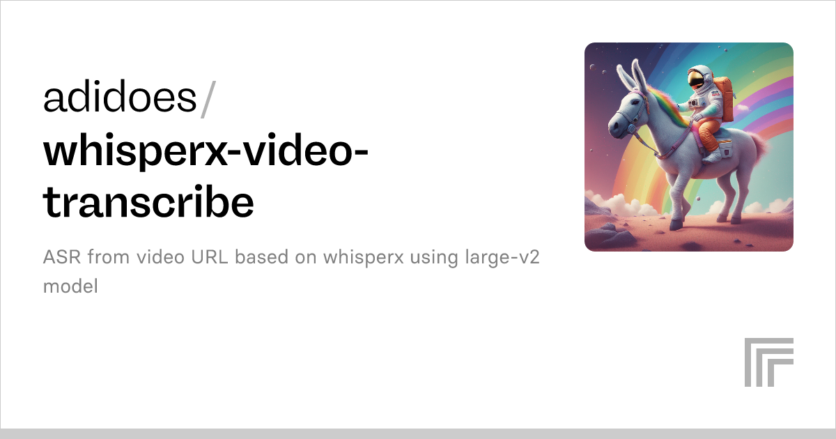 Adidoes Whisperx Video Transcribe Run With An API On Replicate