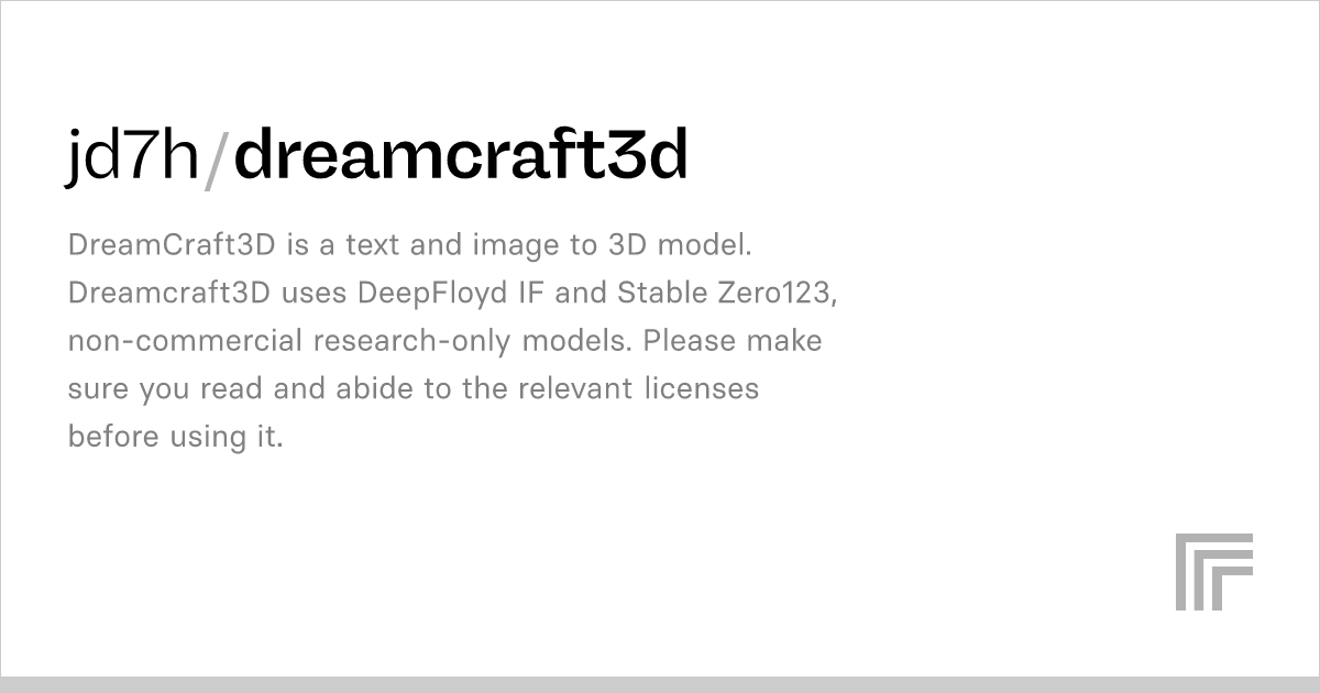 Jd7h Dreamcraft3d Run With An API On Replicate