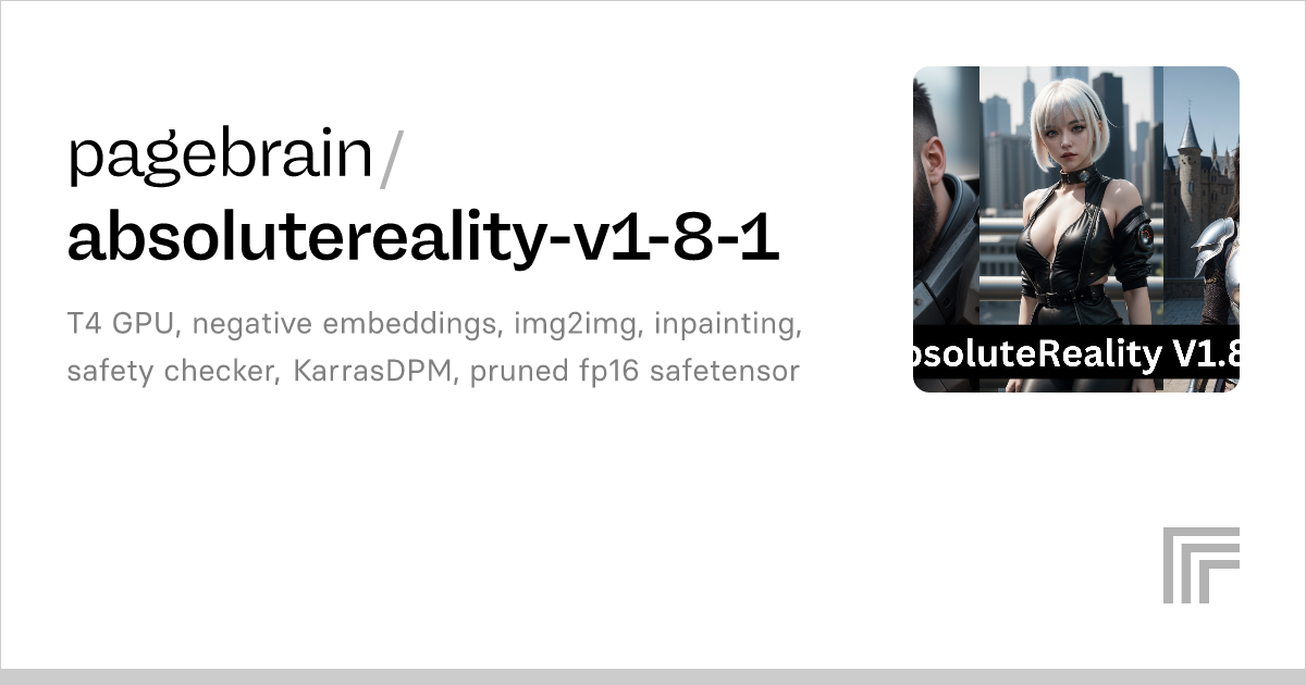 Pagebrain Absolutereality V Run With An Api On Replicate